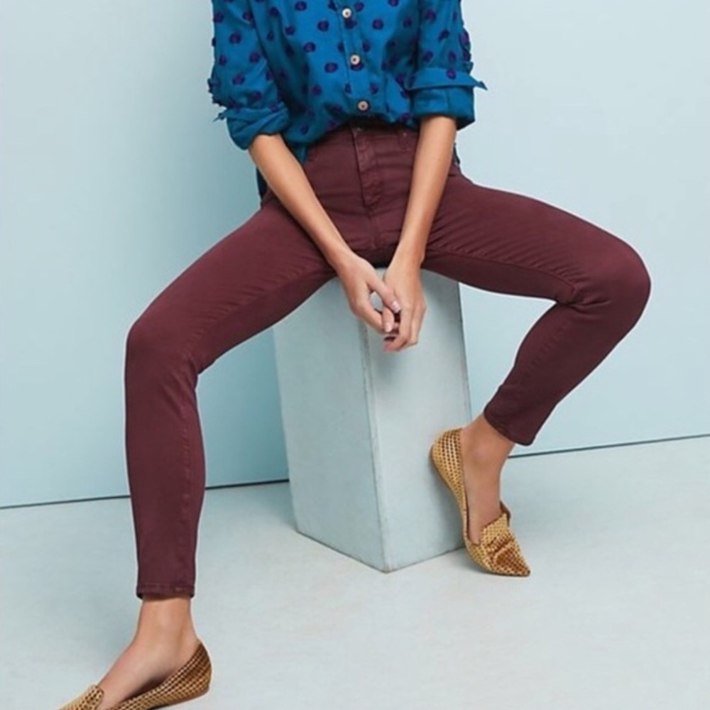AG Adriano Goldschmied Women's Burgundy Straight Leg Pants